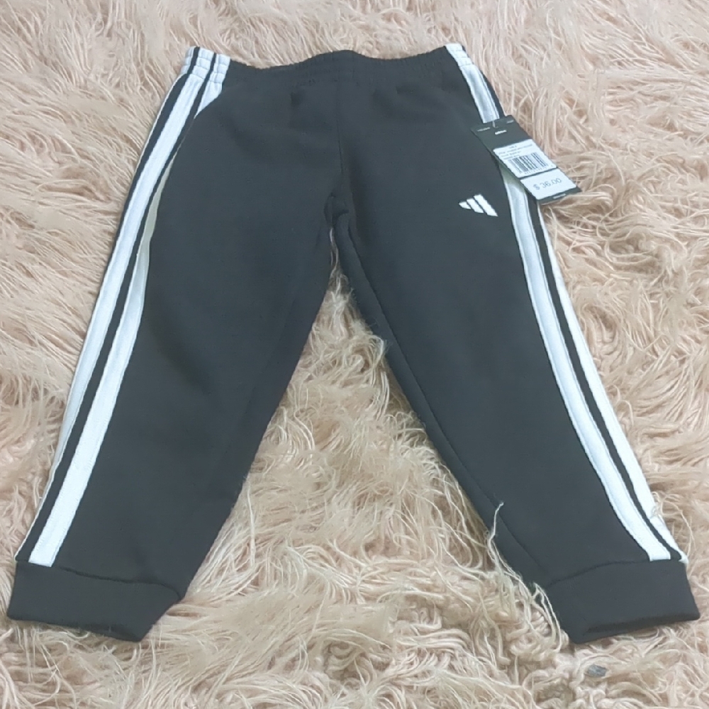 Adidas Kids Black Sweatpants with White Stripes